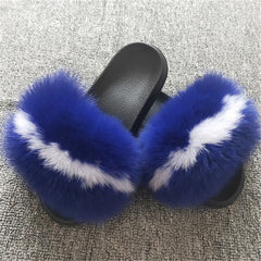Hot Fur Slippers Women Fox Home Fluffy Sliders Comfort With Feathers Furry Summer Flats Sweet Ladies Shoes Size 45 Home Shoes
