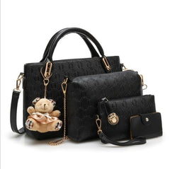 Yeetn.H Women 4 Set Handbags Pu Leather Fashion Designer Handbag Shoulder Bag Black Vintage Female Messenger Bag Sac A Main M129