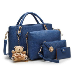 Yeetn.H Women 4 Set Handbags Pu Leather Fashion Designer Handbag Shoulder Bag Black Vintage Female Messenger Bag Sac A Main M129