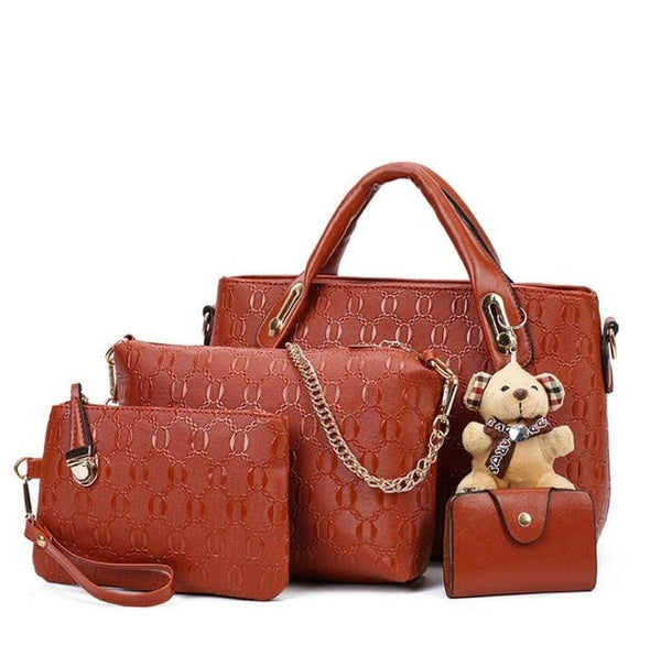Yeetn.H Women 4 Set Handbags Pu Leather Fashion Designer Handbag Shoulder Bag Black Vintage Female Messenger Bag Sac A Main M129