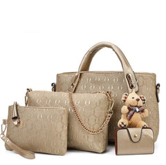 Yeetn.H Women 4 Set Handbags Pu Leather Fashion Designer Handbag Shoulder Bag Black Vintage Female Messenger Bag Sac A Main M129