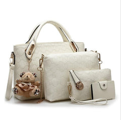 Yeetn.H Women 4 Set Handbags Pu Leather Fashion Designer Handbag Shoulder Bag Black Vintage Female Messenger Bag Sac A Main M129