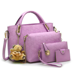 Yeetn.H Women 4 Set Handbags Pu Leather Fashion Designer Handbag Shoulder Bag Black Vintage Female Messenger Bag Sac A Main M129