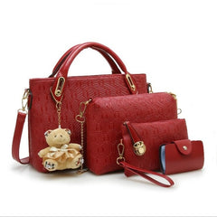 Yeetn.H Women 4 Set Handbags Pu Leather Fashion Designer Handbag Shoulder Bag Black Vintage Female Messenger Bag Sac A Main M129