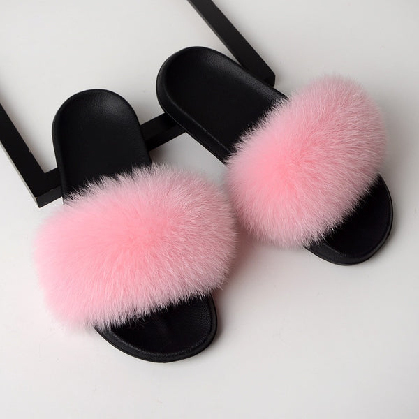 Women Solid Shoes Fur Slides Summer Shoes Outside