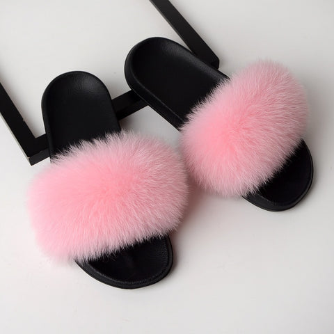 Women Solid Shoes Fur Slides Summer Shoes Outside