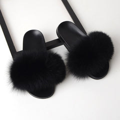 Women Solid Shoes Fur Slides Summer Shoes Outside