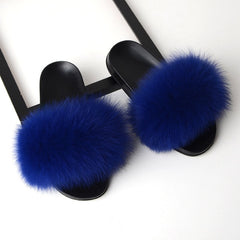 Women Solid Shoes Fur Slides Summer Shoes Outside