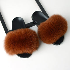 Women Solid Shoes Fur Slides Summer Shoes Outside