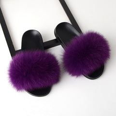 Women Solid Shoes Fur Slides Summer Shoes Outside