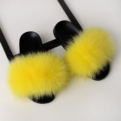 Women Solid Shoes Fur Slides Summer Shoes Outside