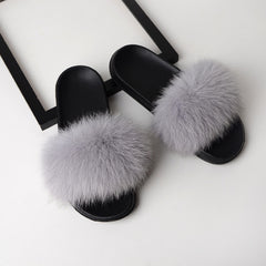 Women Solid Shoes Fur Slides Summer Shoes Outside