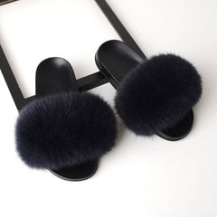 Women Solid Shoes Fur Slides Summer Shoes Outside