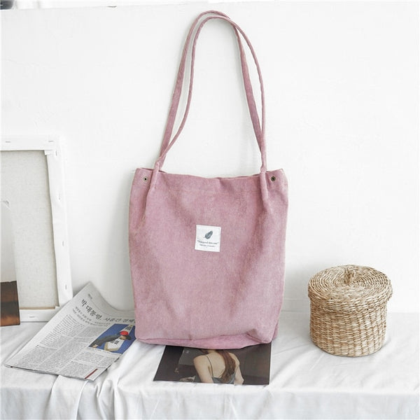 Mara's Dream women's Handbags Student Corduroy Tote Casual Solid Color Shoulder Bag Reusable Women Bag Shopping Beach Bag