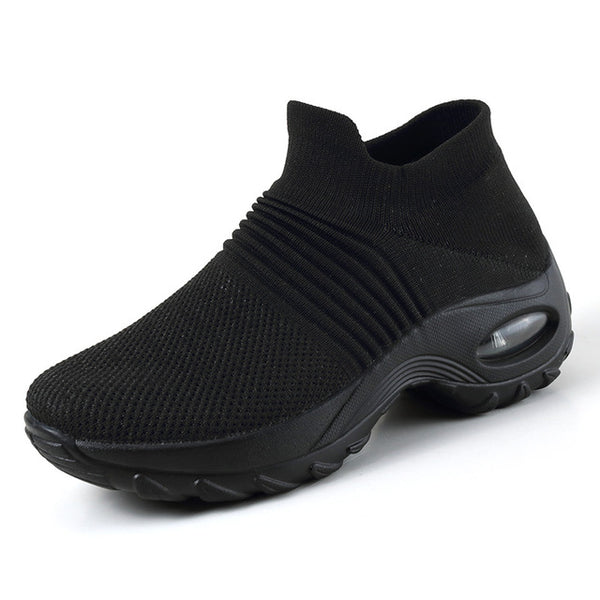DAHOOD Women Running Walking Shoes Hot Autumn New Mesh Breathable Knit Ladies Mix Colors Sneakers Soft Platform Slip On Loafers