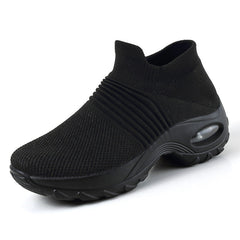 DAHOOD Women Running Walking Shoes Hot Autumn New Mesh Breathable Knit Ladies Mix Colors Sneakers Soft Platform Slip On Loafers