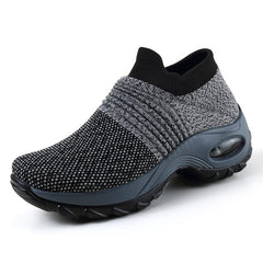 DAHOOD Women Running Walking Shoes Hot Autumn New Mesh Breathable Knit Ladies Mix Colors Sneakers Soft Platform Slip On Loafers