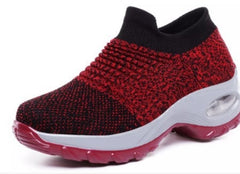 DAHOOD Women Running Walking Shoes Hot Autumn New Mesh Breathable Knit Ladies Mix Colors Sneakers Soft Platform Slip On Loafers