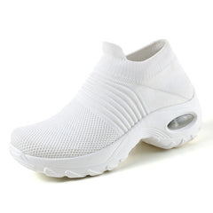 DAHOOD Women Running Walking Shoes Hot Autumn New Mesh Breathable Knit Ladies Mix Colors Sneakers Soft Platform Slip On Loafers