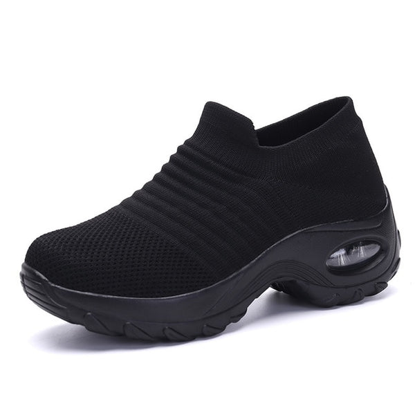 Fashion Spring and Autumn EOFK Platform Shoes for Women, Women Flat Shoes for Women, Black Thick Soled Shoes, Socks, Non-slip Dance Shoes