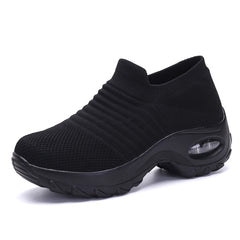 Fashion Spring and Autumn EOFK Platform Shoes for Women, Women Flat Shoes for Women, Black Thick Soled Shoes, Socks, Non-slip Dance Shoes