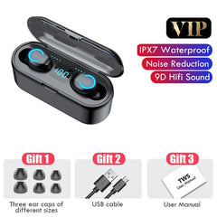H & a mini tws bluetooth v5.0 fones de ouvido sem fio fones 9d esportes alta fidelidade à prova dwireless água sem fio fone de ouvido