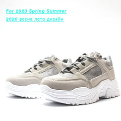 FUJIN Women Casual Sneakers Spring Autumn Sneakers Breathable Women Shoes Lace Up Female Boots Comrfortable Platform Shoes Women