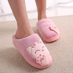 Women Winter Home Slippers Cartoon Cat Shoes Soft Winter Warm House Slippers Indoor Bedroom Slippers Couples T065
