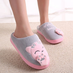 Women Winter Home Slippers Cartoon Cat Shoes Soft Winter Warm House Slippers Indoor Bedroom Slippers Couples T065