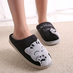 Women Winter Home Slippers Cartoon Cat Shoes Soft Winter Warm House Slippers Indoor Bedroom Slippers Couples T065