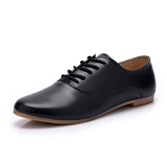 STQ 2020 Spring Women Oxford Shoes Ballerina Flats Shoes Women Genuine Leather Shoes Moccasins Lace Up Loafers White Shoes 051